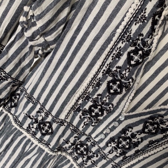 Zara Cotton mini dress long sleeves stripes blue white - Picture 8 of 9